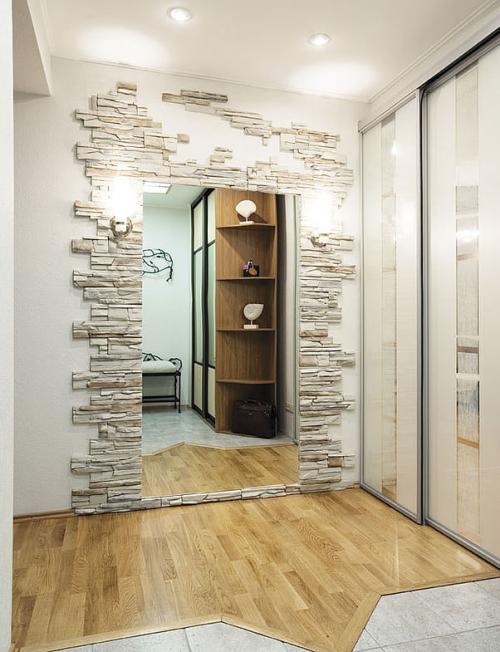 Как выглядит отделка декоративным камнем и обоями. Мебель и изделия из искусственного камня в интерьере 08