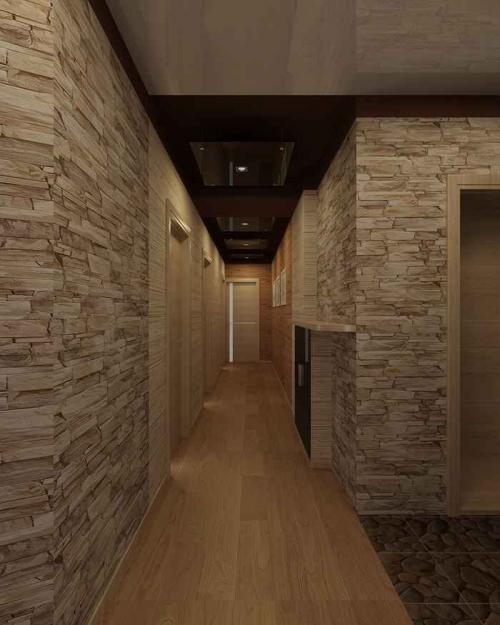 Обои под камень в прихожей. Каменные обои в интерьере коридора