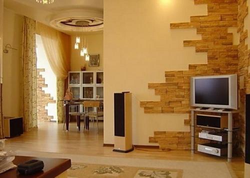 Как совместить обои и декоративный кирпич. Декоративный камень и обои