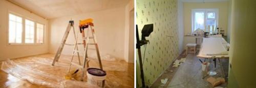 Клею обои на пол кухни. Оклейка полов обоями 06