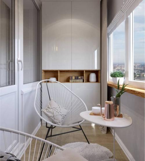 Дизайн маленького балкона со шкафом. Шкаф на балконе — красивый дизайн углового, встраиваемого, шкафа купе индивидуальных размеров с полками + фото идеи