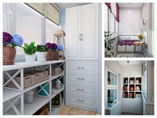 Дизайн балкона со шкафом. Шкаф на балконе — красивый дизайн углового, встраиваемого, шкафа купе индивидуальных размеров с полками + фото идеи