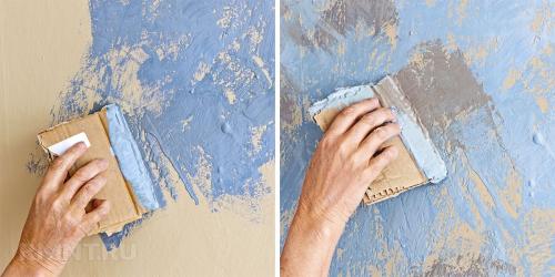 Покраска стен пакетом. Декоративная покраска стен тряпкой, веником, пакетом, губкой