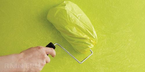 Покраска стен пакетом. Декоративная покраска стен тряпкой, веником, пакетом, губкой